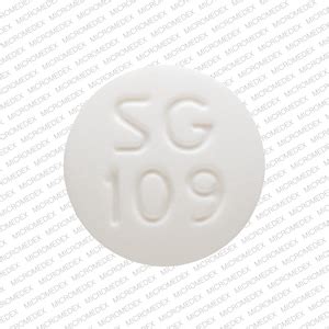 Pill sg 109 - White to off white, Modified Capsule shape, biconvex tablets debossed SG on one side and 178 on other side with bisect line on both sides. OTC or Rx: Rx: Dosage Form: Tablets: Therapeutic category: ... 50228-109-05: Strength: 350 mg: Description of pill: Round convex white tablets de-bossed with SG 109 on one side: OTC or Rx: Rx: Dosage Form ...